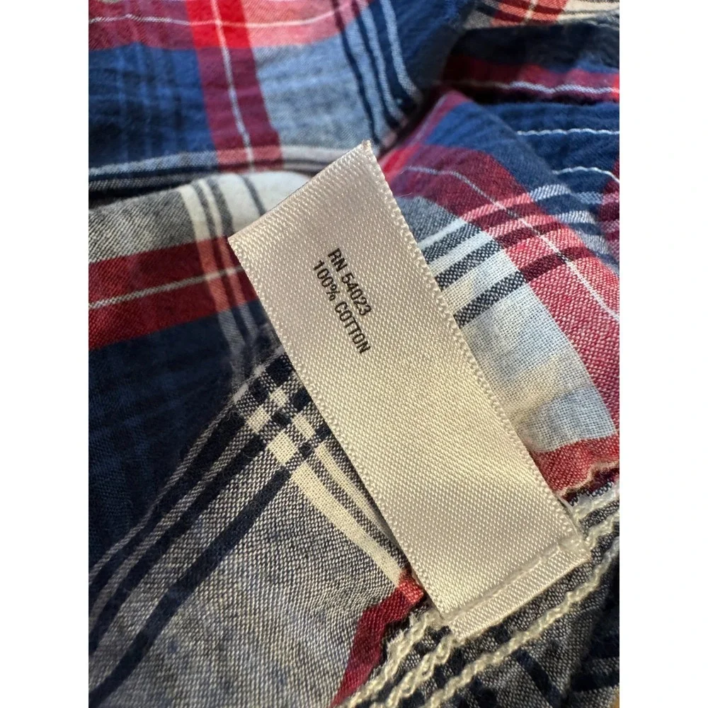 Baby Gap Boys 0/3 Months Shirt‎ Top Cotton Button Down Short Sleeved Blue Red